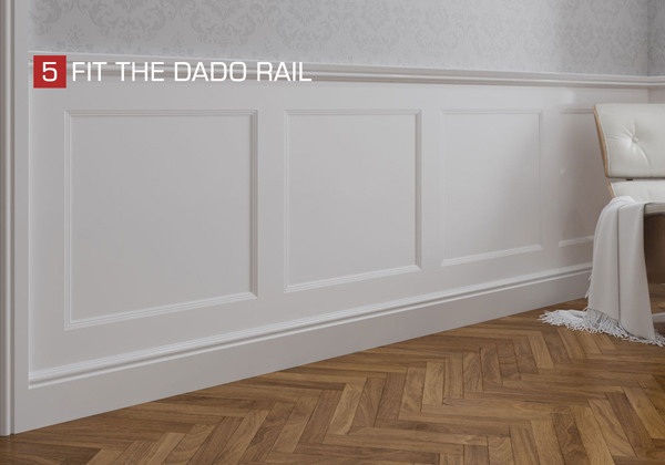 (MDF Wall Panelling Kit Installation Guide) Step 5 - Fit The Dado Rail