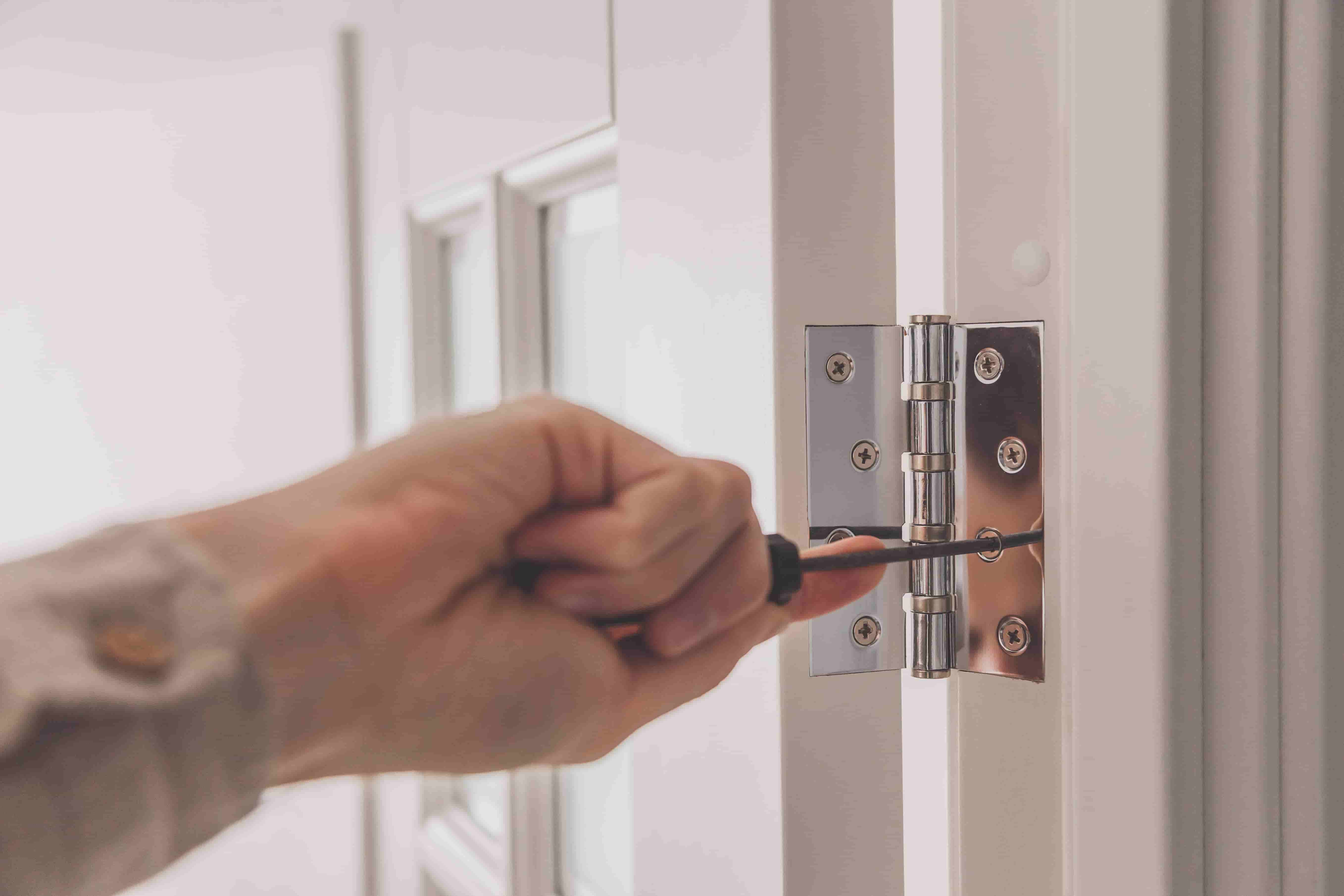 An internal door being installed