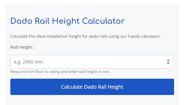 Dado Rail Height Calculator For Stairs