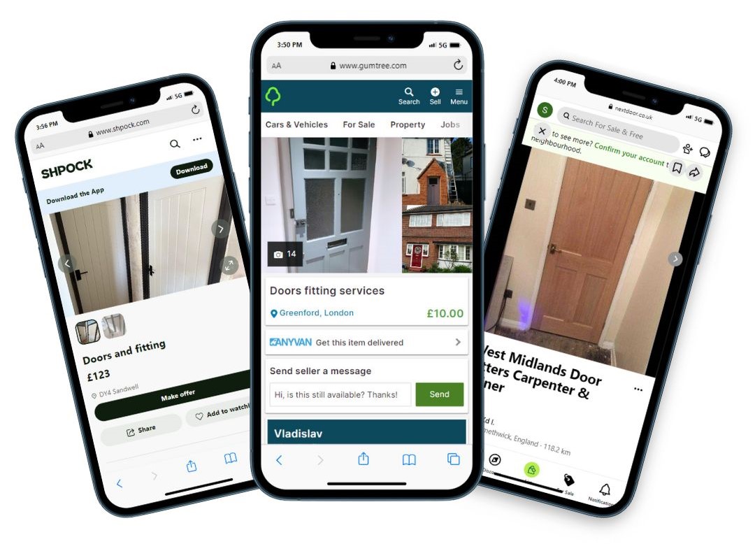 Door hangers on gumtree, nextdoor and shpock