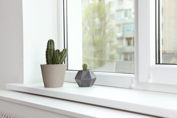 Dried painted window sill