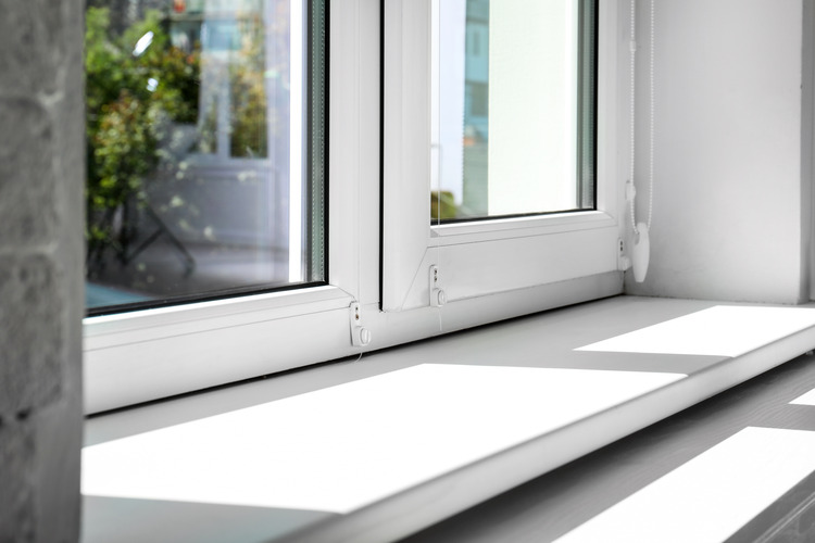 Freshly painted interior window sill