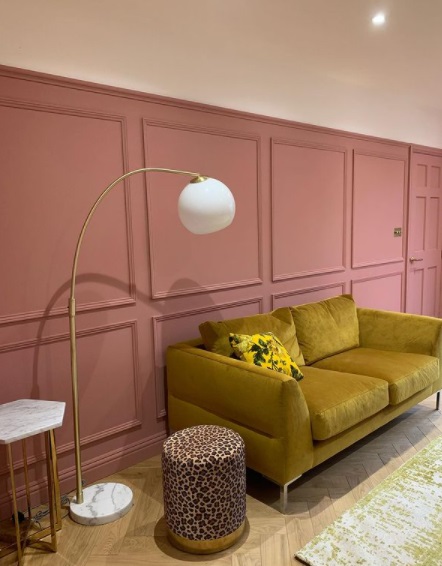 Pink skirting boards and panelling