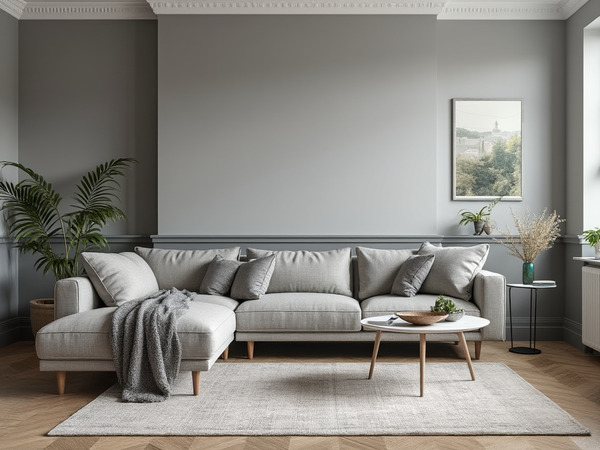 Lounge with light grey skirting and modern decor creating a fresh look.