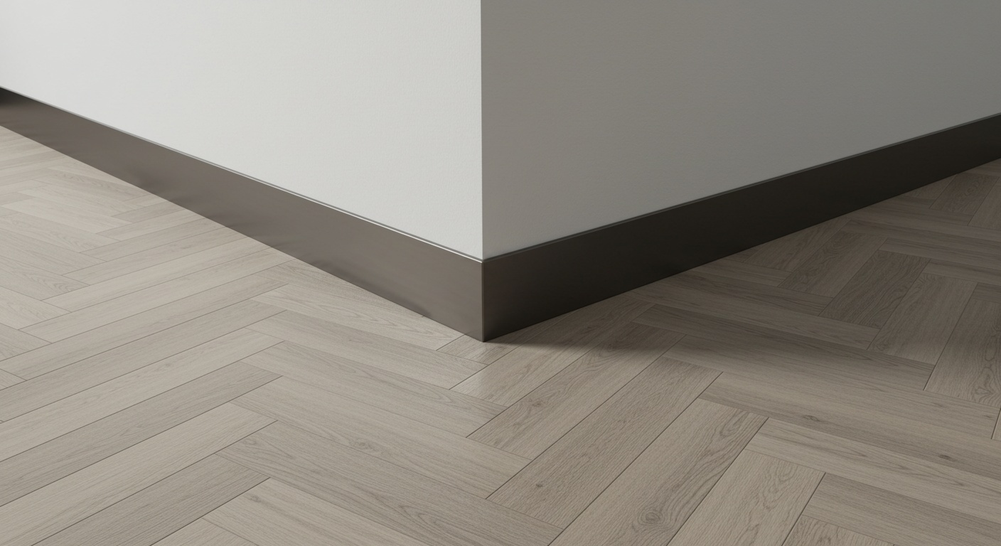 Modern interior with metal skirting profile