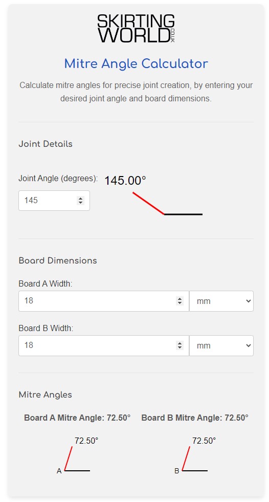 Mitre Angle Calculator for Dado Rail on Stairs