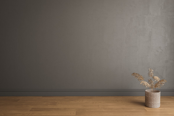 Muted elegance with charcoal grey skirting board complementing a refined interior.