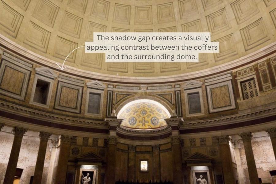 Pantheon coffers below shadow gap detailing