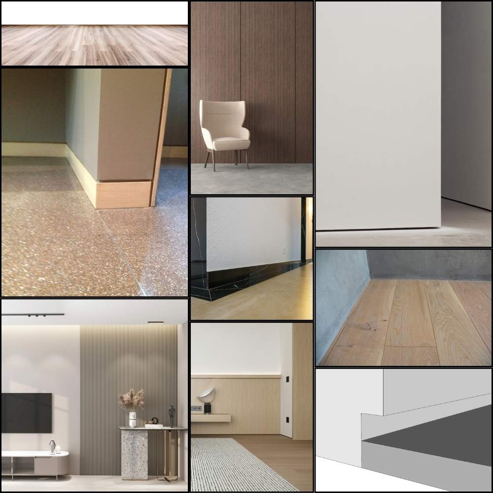 Collage of modern skirting board alternatives